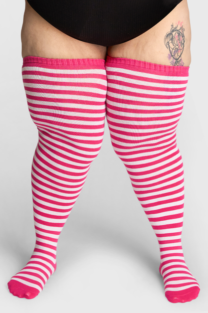 Thunda Tūbbies - Neon Pink & White Stripes